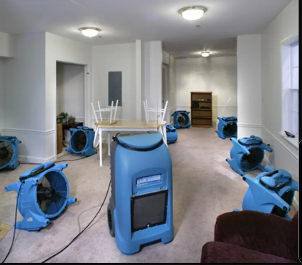 Air movers and dehumidifier setup for Water Extraction & Removal in Palmerton